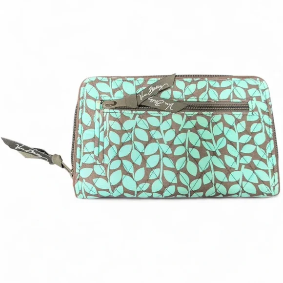 Vera Bradley Teal and Brown Leaf Wallet - Picture 3 of 11